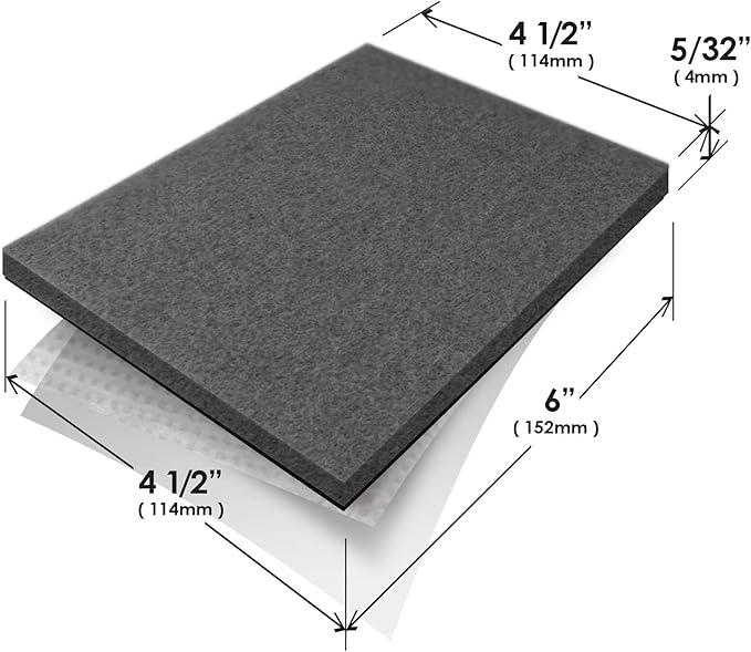 Slipstick Premium Wool Felt Sheet Furniture Pads/Floor Surface Protectors (6 Inch x 4 - 1/2 inch) Includes 2 Large Felt Pad Blankets with Self Stick Backing, Gray, CB161 | Furniture Pads - TrueDesk