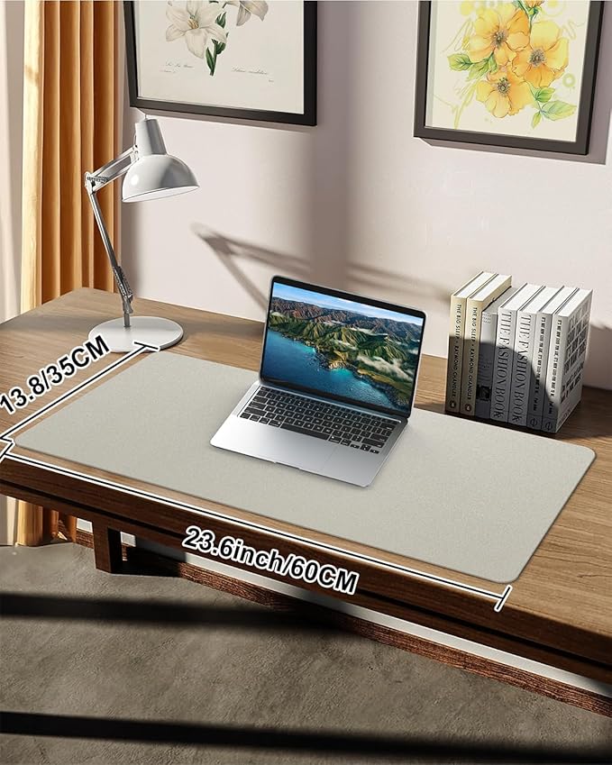 Small Desk Mat,Leather Desk Pad Protector,Desk Mouse pad,Office Desk mat,Laptop Mat for Desk, Non - Slip PU Leather Desk Blotter,Waterproof Desk Writing Pad for Office/Home(23.6"x13.8",Beige) | Desk Pads Blotters - TrueDesk