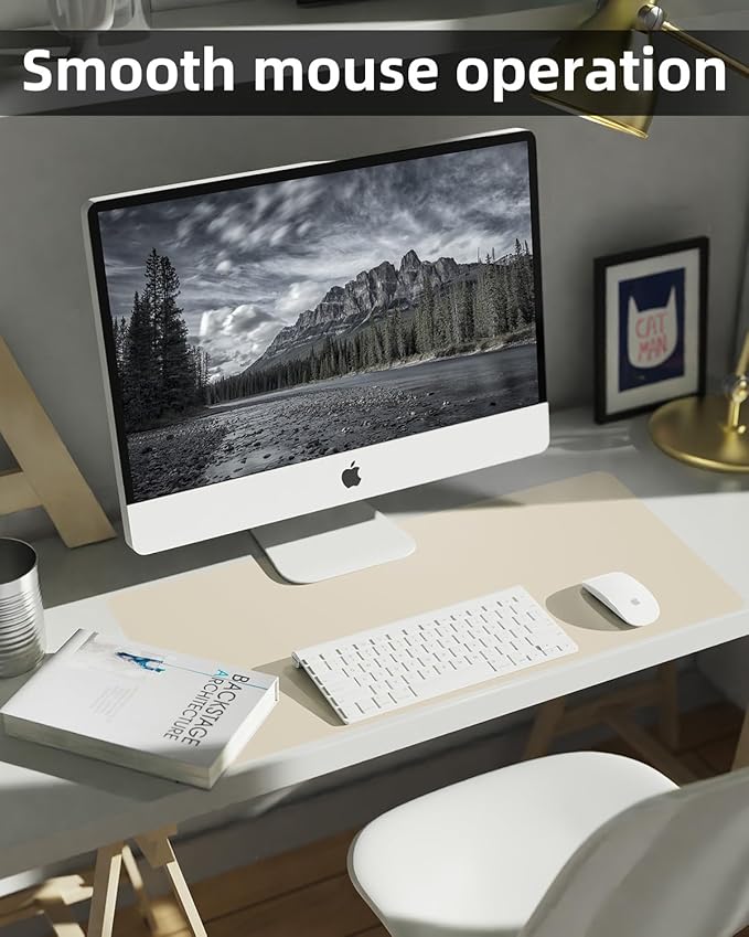 Small Desk Mat,Leather Desk Pad Protector,Desk Mouse pad,Office Desk mat,Laptop Mat for Desk, Non - Slip PU Leather Desk Blotter,Waterproof Desk Writing Pad for Office/Home(31.5"x15.7",Beige) | Desk Pads Blotters - TrueDesk