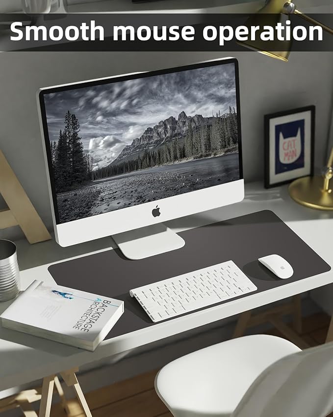Small Desk Mat,Leather Desk Pad Protector,Desk Mouse pad,Office Desk mat,Laptop Mat for Desk, Non - Slip PU Leather Desk Blotter,Waterproof Desk Writing Pad for Office/Home(31.5"x15.7",Dark Grey) | Desk Pads Blotters - TrueDesk