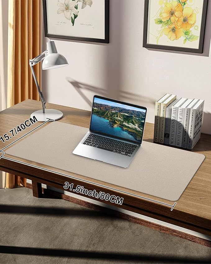 Small Desk Mat,Leather Desk Pad Protector,Desk Mouse pad,Office Desk mat,Laptop Mat for Desk, Non - Slip PU Leather Desk Blotter,Waterproof Desk Writing Pad for Office/Home(31.5"x15.7",Apricot) | Desk Pads Blotters - TrueDesk