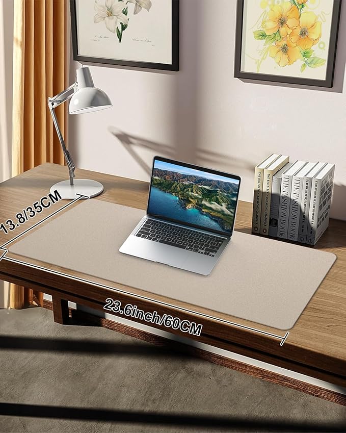 Small Desk Mat,Leather Desk Pad Protector,Desk Mouse pad,Office Desk mat,Laptop Mat for Desk, Non - Slip PU Leather Desk Blotter,Waterproof Desk Writing Pad for Office/Home(23.6"x13.8",Apricot) | Desk Pads Blotters - TrueDesk