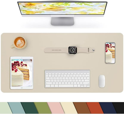 Small Desk Mat,Leather Desk Pad Protector,Desk Mouse pad,Office Desk mat,Laptop Mat for Desk, Non - Slip PU Leather Desk Blotter,Waterproof Desk Writing Pad for Office/Home(31.5"x15.7",Beige) | Desk Pads Blotters - TrueDesk