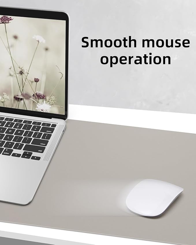 Small Leather Desk Mat, Mouse Pad, Laptop Mat, Non - Slip PU Leather Blotter, Waterproof Writing Pad for Office/Home (23.6"x13.8", Light Grey) | Desk Pads Blotters - TrueDesk
