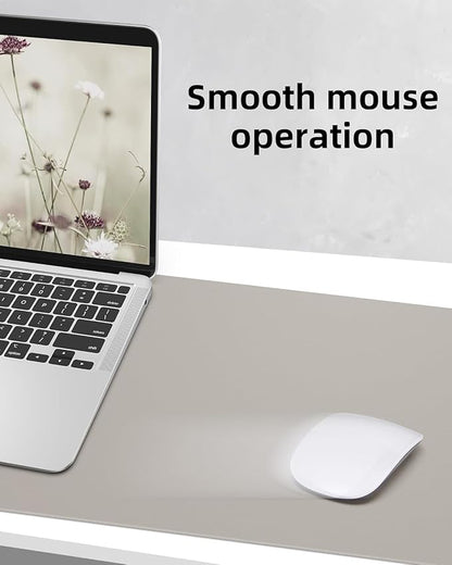 Small Leather Desk Mat, Mouse Pad, Laptop Mat, Non - Slip PU Leather Blotter, Waterproof Writing Pad for Office/Home (23.6"x13.8", Light Grey) | Desk Pads Blotters - TrueDesk