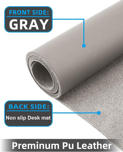 Small Leather Desk Mat, Mouse Pad, Laptop Mat, Non - Slip PU Leather Blotter, Waterproof Writing Pad for Office/Home (23.6"x13.8", Light Grey) | Desk Pads Blotters - TrueDesk