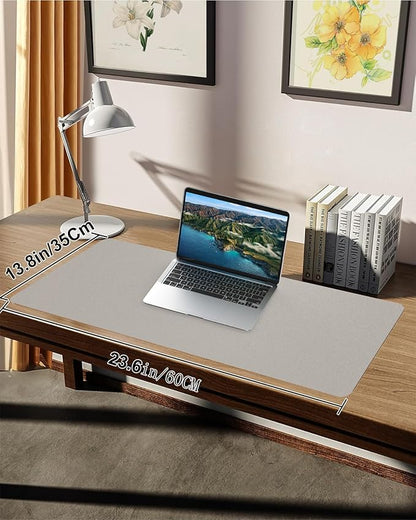 Small Leather Desk Mat, Mouse Pad, Laptop Mat, Non - Slip PU Leather Blotter, Waterproof Writing Pad for Office/Home (23.6"x13.8", Light Grey) | Desk Pads Blotters - TrueDesk