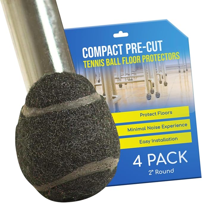 Small PreCut Tennis Balls Chair Desk Table Leg Floor Protector Pad Glides 2 Inch Black - 4 Count Sample Pack | Furniture Pads - TrueDesk