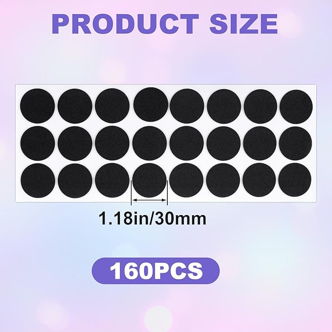 SmallCat 160 Pcs Small Felt Furniture Pads, Self - Adhesive EVA Foam Dot Circles, Round Felt Furniture Stickers for Desks Drawers Vases Photo Frames Cabinets Doors Candlesticks - Black (1.18") | Furniture Pads - TrueDesk