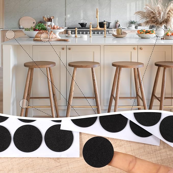 SmallCat 200 Pcs Small Felt Furniture Pads, Self - Adhesive EVA Foam Dot Circles, Round Felt Furniture Stickers for Desks Drawers Vases Photo Frames Cabinets Doors Candlesticks - Black, 2 Sizes | Furniture Pads - TrueDesk