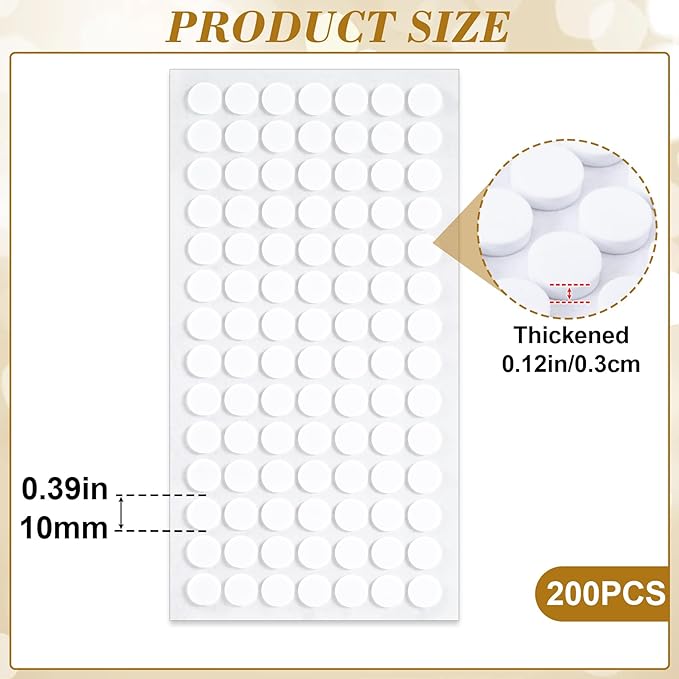 SmallCat 200 Pcs Small Felt Furniture Pads, Self - Adhesive EVA Foam Dot Circles, Round Felt Furniture Stickers for Desks Drawers Vases Photo Frames Cabinets Doors - White (0.39", Thickened 0.12") | Furniture Pads - TrueDesk
