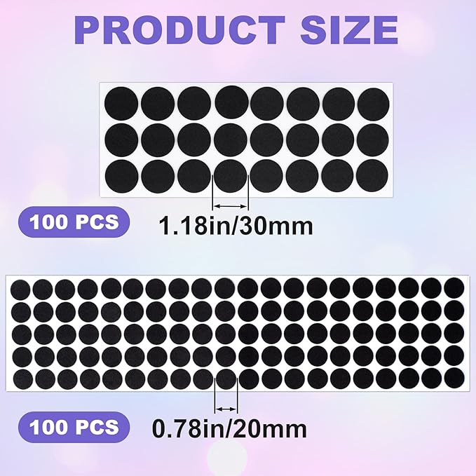 SmallCat 200 Pcs Small Felt Furniture Pads, Self - Adhesive EVA Foam Dot Circles, Round Felt Furniture Stickers for Desks Drawers Vases Photo Frames Cabinets Doors Candlesticks - Black, 2 Sizes | Furniture Pads - TrueDesk