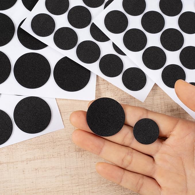 SmallCat 200 Pcs Small Felt Furniture Pads, Self - Adhesive EVA Foam Dot Circles, Round Felt Furniture Stickers for Desks Drawers Vases Photo Frames Cabinets Doors Candlesticks - Black, 2 Sizes | Furniture Pads - TrueDesk