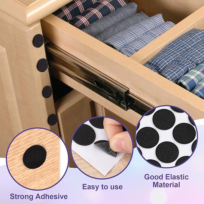 SmallCat 200 Pcs Small Felt Furniture Pads, Self - Adhesive EVA Foam Dot Circles, Round Felt Furniture Stickers for Desks Drawers Vases Photo Frames Cabinets Doors Candlesticks - Black, 2 Sizes | Furniture Pads - TrueDesk