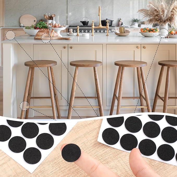 SmallCat 240 Pcs Small Felt Furniture Pads, Self - Adhesive EVA Foam Dot Circles, Round Felt Furniture Stickers for Desks Drawers Vases Photo Frames Cabinets Doors - Black (0.78'') | Furniture Pads - TrueDesk
