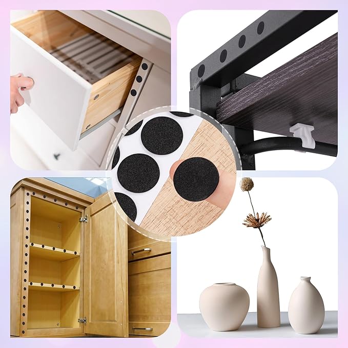 SmallCat 240 Pcs Small Felt Furniture Pads, Self - Adhesive EVA Foam Dot Circles, Round Felt Furniture Stickers for Desks Drawers Vases Photo Frames Cabinets Doors - Black (0.78'') | Furniture Pads - TrueDesk