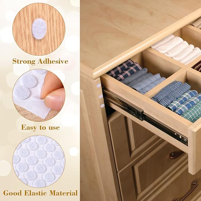SmallCat 280 Pcs Small Felt Furniture Pads, Furniture Pads for Hardwood Floors, Furniture Felt Pads, Round Felt Pads for Chair Legs Desks Drawers Vases Photo Frames Cabinets Doors - White(0.39'') | Furniture Pads - TrueDesk