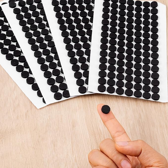 SmallCat 315 Pcs Small Felt Furniture Pads, Self - Adhesive EVA Foam Dot Circles, Round Felt Furniture Stickers for Desks Drawers Vases Photo Frames Cabinets Doors - Black (0.39'', Thickened 0.12") | Furniture Pads - TrueDesk