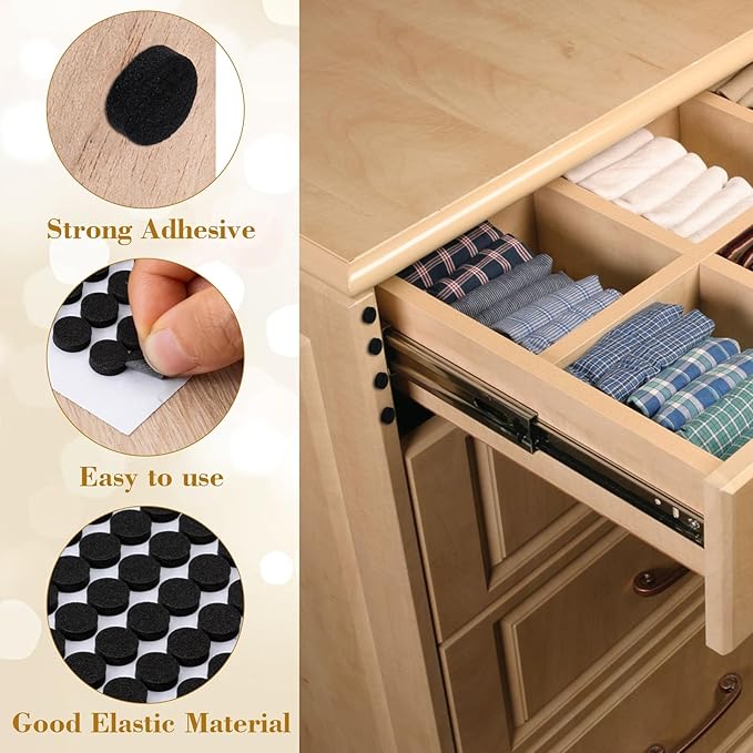 SmallCat 315 Pcs Small Felt Furniture Pads, Self - Adhesive EVA Foam Dot Circles, Round Felt Furniture Stickers for Desks Drawers Vases Photo Frames Cabinets Doors - Black (0.39'', Thickened 0.12") | Furniture Pads - TrueDesk