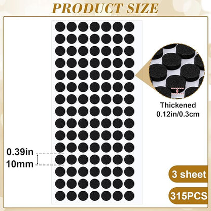 SmallCat 315 Pcs Small Felt Furniture Pads, Self - Adhesive EVA Foam Dot Circles, Round Felt Furniture Stickers for Desks Drawers Vases Photo Frames Cabinets Doors - Black (0.39'', Thickened 0.12") | Furniture Pads - TrueDesk