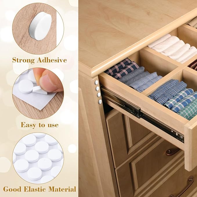 SmallCat 315 Pcs Small Felt Furniture Pads, Self - Adhesive EVA Foam Dot Circles, Round Felt Furniture Stickers for Desks Drawers Vases Photo Frames Cabinets Doors - White (0.39", Thickened 0.12") | Furniture Pads - TrueDesk