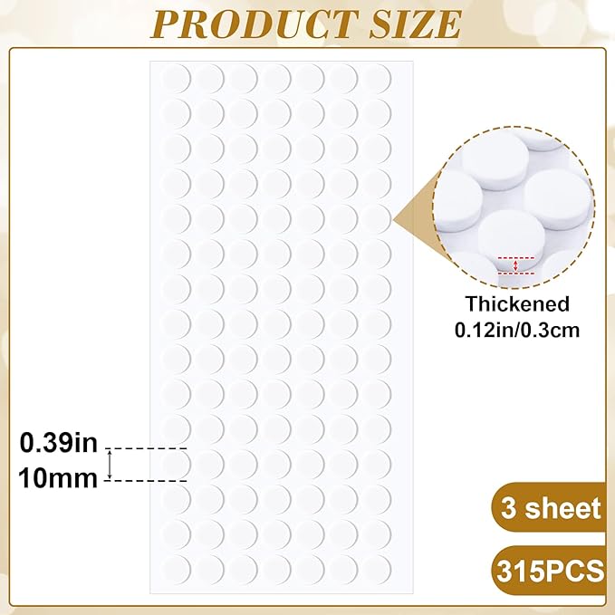 SmallCat 315 Pcs Small Felt Furniture Pads, Self - Adhesive EVA Foam Dot Circles, Round Felt Furniture Stickers for Desks Drawers Vases Photo Frames Cabinets Doors - White (0.39", Thickened 0.12") | Furniture Pads - TrueDesk