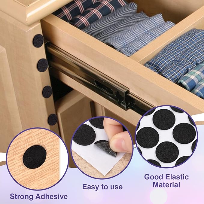 SmallCat 400 Pcs Small Felt Furniture Pads, Self - Adhesive EVA Foam Dot Circles, Round Felt Furniture Stickers for Desks Drawers Vases Photo Frames Cabinets Doors Candlesticks - Black (0.78") | Furniture Pads - TrueDesk