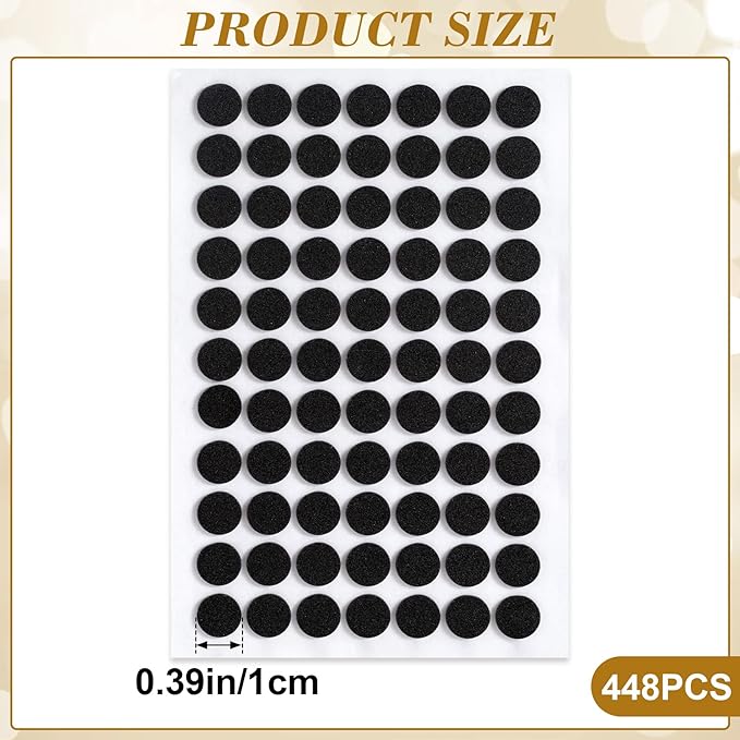 SmallCat 448 Pcs Small Felt Furniture Pads, Self - Adhesive EVA Foam Dot Circles, Round Felt Furniture Stickers for Desks Drawers Vases Photo Frames Cabinets Doors Candlesticks - Black (0.39'') | Furniture Pads - TrueDesk