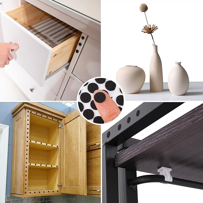 SmallCat 448 Pcs Small Felt Furniture Pads, Self - Adhesive EVA Foam Dot Circles, Round Felt Furniture Stickers for Desks Drawers Vases Photo Frames Cabinets Doors Candlesticks - Black (0.39'') | Furniture Pads - TrueDesk