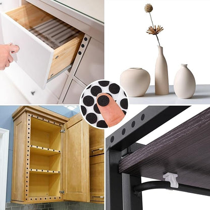SmallCat 448 Pcs Small Felt Furniture Pads, Self - Adhesive EVA Foam Dot Circles, Round Felt Furniture Stickers for Desks Drawers Vases Photo Frames Cabinets Doors Candlesticks - Black (0.39'') | Furniture Pads - TrueDesk