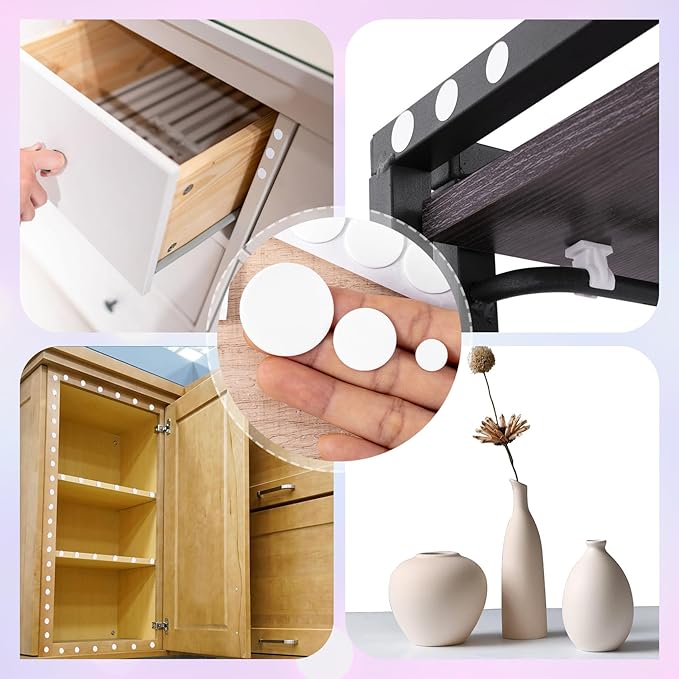 SmallCat 456 Pcs Small Felt Furniture Pads, Self - Adhesive EVA Foam Dot Circles, Round Felt Furniture Stickers for Desks Drawers Vases Photo Frames Cabinets Doors - White (0.39'', 0.78'', 1.18'') | Furniture Pads - TrueDesk