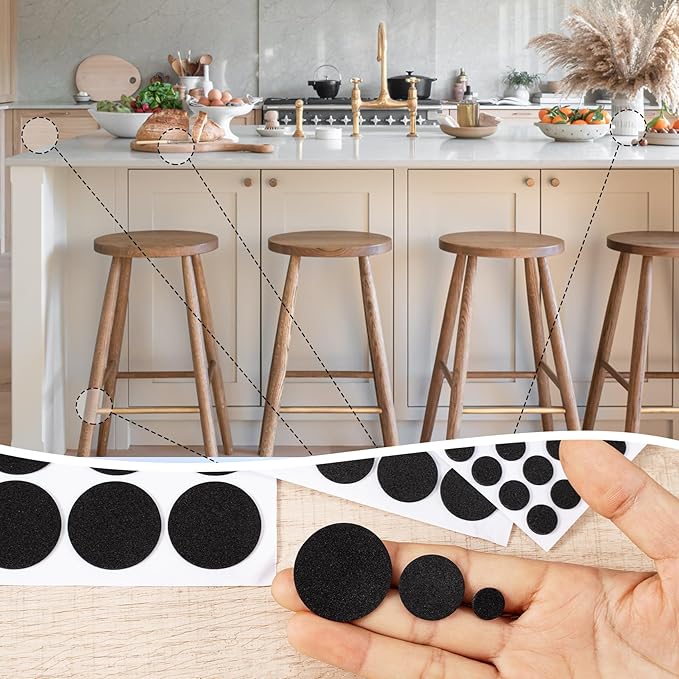 SmallCat 456 Pcs Small Felt Furniture Pads, Self - Adhesive EVA Foam Dot Circles, Round Felt Furniture Stickers for Desks Drawers Vases Photo Frames Cabinets Doors - Black (0.39'', 0.78'', 1.18'') | Furniture Pads - TrueDesk