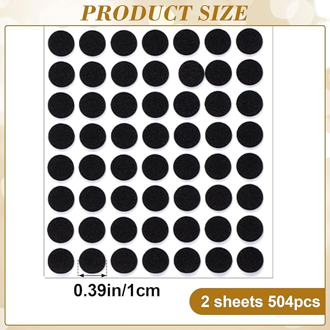 SmallCat 504 Pcs Small Felt Furniture Pads, Self - Adhesive EVA Foam Dot Circles, Round Felt Furniture Stickers for Desks Drawers Vases Photo Frames Cabinets Doors Candlesticks - Black (0.39") | Furniture Pads - TrueDesk
