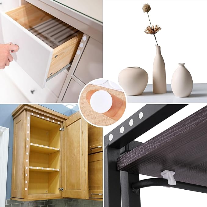 SmallCat 735 Pcs Small Felt Furniture Pads, Self - Adhesive EVA Foam Dot Circles, Round Felt Furniture Stickers for Desks Drawers Vases Photo Frames Cabinets Doors Candlesticks - White (0.59'') | Furniture Pads - TrueDesk