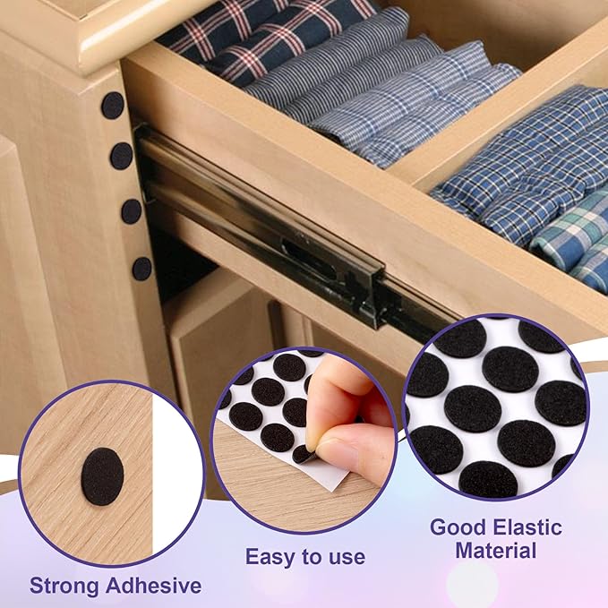 SmallCat 735 Pcs Small Felt Furniture Pads, Self - Adhesive EVA Foam Dot Circles, Round Felt Furniture Stickers for Desks Drawers Vases Photo Frames Cabinets Doors Candlesticks - Black (0.39") | Furniture Pads - TrueDesk