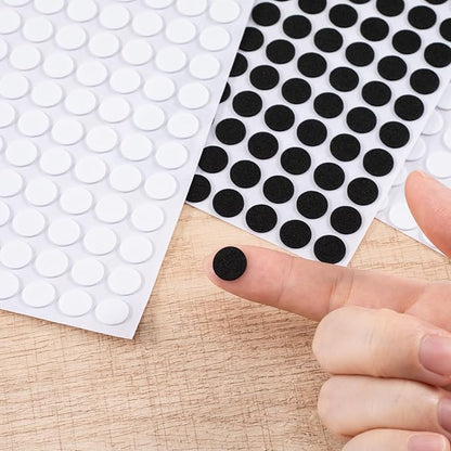 SmallCat 735 Pcs Small Felt Furniture Pads, Self - Adhesive EVA Foam Dot Circles, Round Felt Furniture Stickers for Desks Drawers Vases Photo Frames Cabinets Doors Candlesticks - Black, White (0.39") | Furniture Pads - TrueDesk