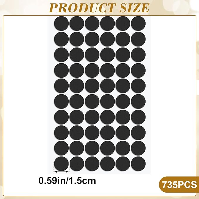 SmallCat 735 Pcs Small Felt Furniture Pads, Self - Adhesive EVA Foam Dot Circles, Round Felt Furniture Stickers for Desks Drawers Vases Photo Frames Cabinets Doors Candlesticks - Black (0.59'') | Furniture Pads - TrueDesk
