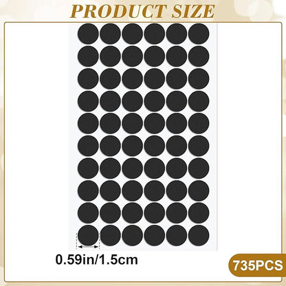 SmallCat 735 Pcs Small Felt Furniture Pads, Self - Adhesive EVA Foam Dot Circles, Round Felt Furniture Stickers for Desks Drawers Vases Photo Frames Cabinets Doors Candlesticks - Black (0.59'') | Furniture Pads - TrueDesk