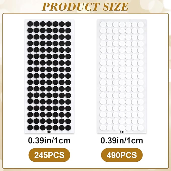 SmallCat 735 Pcs Small Felt Furniture Pads, Self - Adhesive EVA Foam Dot Circles, Round Felt Furniture Stickers for Desks Drawers Vases Photo Frames Cabinets Doors Candlesticks - Black, White (0.39'') | Furniture Pads - TrueDesk