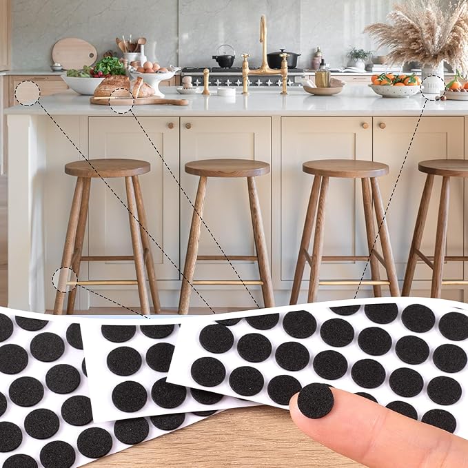 SmallCat 735 Pcs Small Felt Furniture Pads, Self - Adhesive EVA Foam Dot Circles, Round Felt Furniture Stickers for Desks Drawers Vases Photo Frames Cabinets Doors Candlesticks - Black (0.39") | Furniture Pads - TrueDesk