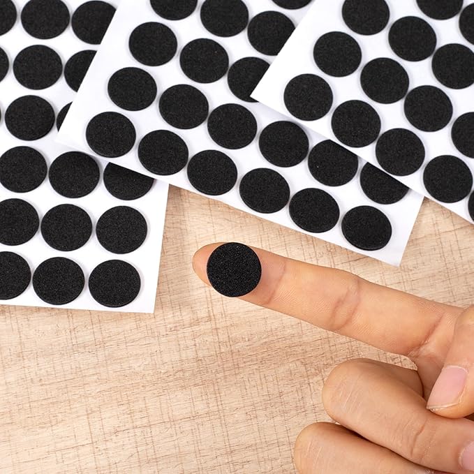 SmallCat 735 Pcs Small Felt Furniture Pads, Self - Adhesive EVA Foam Dot Circles, Round Felt Furniture Stickers for Desks Drawers Vases Photo Frames Cabinets Doors Candlesticks - Black (0.59'') | Furniture Pads - TrueDesk