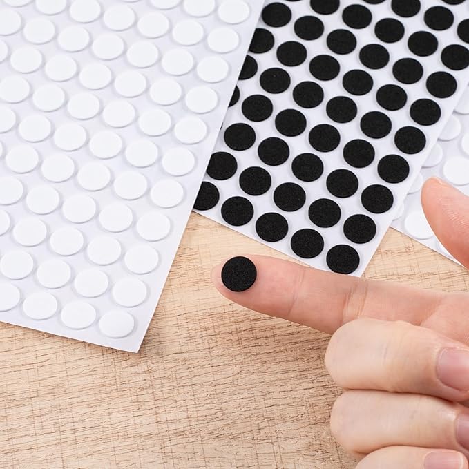 SmallCat 735 Pcs Small Felt Furniture Pads, Self - Adhesive EVA Foam Dot Circles, Round Felt Furniture Stickers for Desks Drawers Vases Photo Frames Cabinets Doors Candlesticks - Black, White (0.39'') | Furniture Pads - TrueDesk