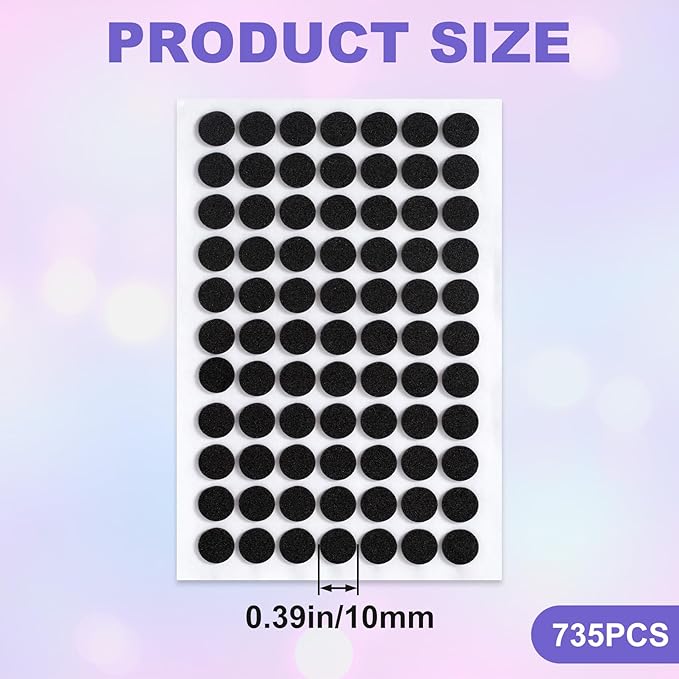 SmallCat 735 Pcs Small Felt Furniture Pads, Self - Adhesive EVA Foam Dot Circles, Round Felt Furniture Stickers for Desks Drawers Vases Photo Frames Cabinets Doors Candlesticks - Black (0.39") | Furniture Pads - TrueDesk