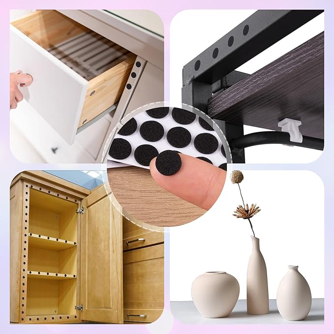 SmallCat 735 Pcs Small Felt Furniture Pads, Self - Adhesive EVA Foam Dot Circles, Round Felt Furniture Stickers for Desks Drawers Vases Photo Frames Cabinets Doors Candlesticks - Black (0.39") | Furniture Pads - TrueDesk