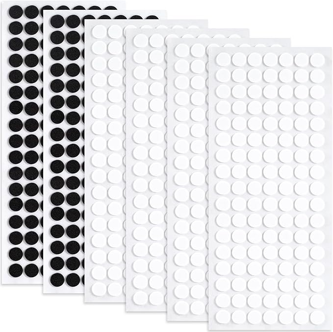 SmallCat 735 Pcs Small Felt Furniture Pads, Self - Adhesive EVA Foam Dot Circles, Round Felt Furniture Stickers for Desks Drawers Vases Photo Frames Cabinets Doors Candlesticks - Black, White (0.39'') | Furniture Pads - TrueDesk