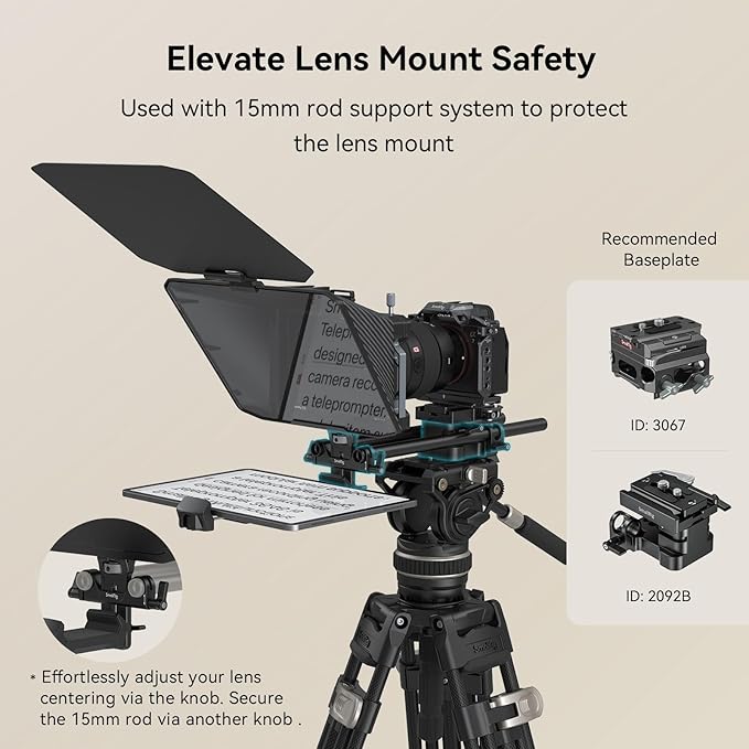 SMALLRIG Teleprompter for iPad Tablet up to 11 inch, NOT for Smartphone, SmallGoGo APP Supports PDF Picture Word TXT, Must Work with 15mm LWS Baseplate for Mirrorless DSLR Camcorder - 3646 | Teleprompters - TrueDesk