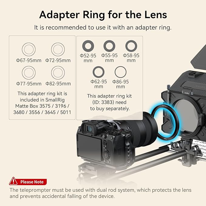 SMALLRIG Teleprompter for iPad Tablet up to 11 inch, NOT for Smartphone, SmallGoGo APP Supports PDF Picture Word TXT, Must Work with 15mm LWS Baseplate for Mirrorless DSLR Camcorder - 3646 | Teleprompters - TrueDesk