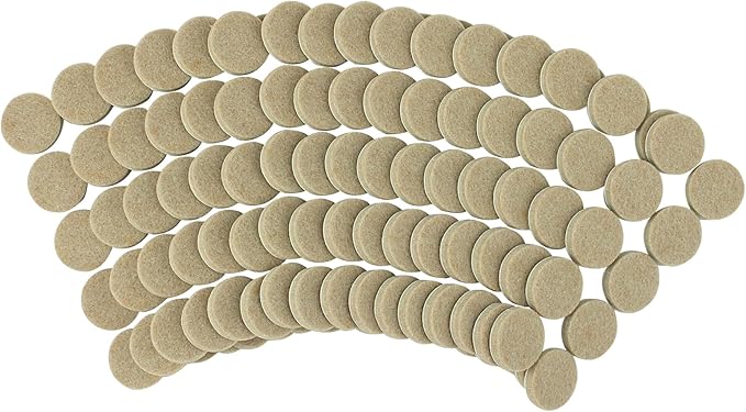 Smart Surface 8727 Heavy Duty Self Adhesive Furniture Felt Pads 1 - Inch Round Oatmeal 160 - Piece Value Pack in Resealable Bag | Furniture Pads - TrueDesk