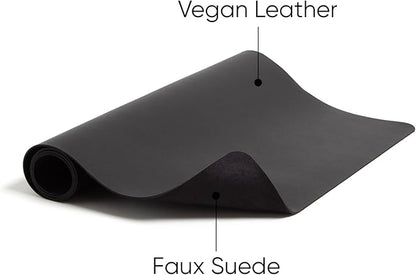 Smead Desk Pad, Vegan Leather Desk Mat with Non - Slip Faux Suede Backing, Perfect Desk Organizer for Office Decor, 23.6” x 13.7” Small, Charcoal (64838) | Desk Pads Blotters - TrueDesk