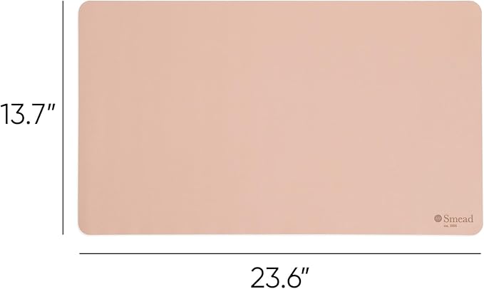 Smead Desk Pad, Vegan Leather Desk Mat with Non - Slip Faux Suede Backing, Perfect Desk Organizer for Office Decor, 23.6” x 13.7” Small, Dusty Rose (64839) | Desk Pads Blotters - TrueDesk